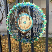 3D Kleurrijke Ijzeren Windgong, Mandala Patroon 3D Roterend, Muurophangende Decoratieve Kunst Windmolen Woondecoratie H