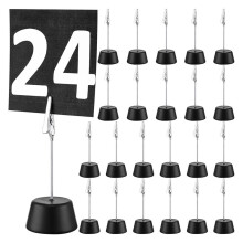 24 Pezzi Porta Segnaposto Clip per Promemoria Foto con Morsetto Base In Legno Porta Numero da Tavolo, per La Decorazione del Menu Della Festa Nuziale