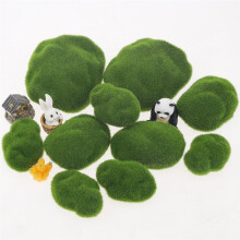 12pcs Moss Rocks Artificial Green Stone Decoration Fake Lifelike Plant Simulation Ornament Party Window Display