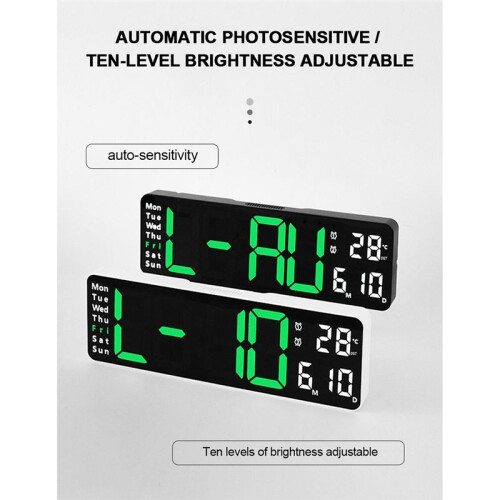 Large Digital Wall Clock Remote Control Temp Date Week Display Power Off Memory Table Clock Wall-Mounted Dual Alarms 2