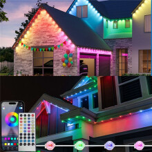 Permanent Outdoor Eaves LED Lights Waterproof APP Control RGB String Lights for Christmas Decorations EU Plug 30M