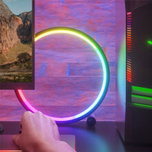 TUYA WIFI Desk Atmosphere Lamp APP Control with Remote RGB Colorful for Gaming Room Night Light Holiday Decorate B