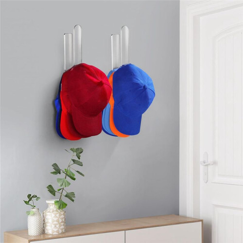 2PCS Acrylic Wall Mounted Hat Hook, Baseball Hat Organizer, Multi-Purpose Hat Holder, for Baseball Cap, Hat Hangers C 2