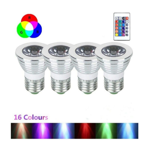 4pcs E27 Bulbs and 1remote Control with Memory Function 17colors Changeable Spot Ligh 4dynamic Lighting Modes Spotlight 2