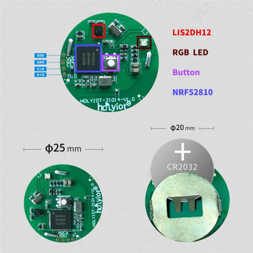 1Pcs NRF52810 Beacon Tag with Accelerometer Sensor BLE5.0  Low Power Consumption Module Ibeacon, Black 2