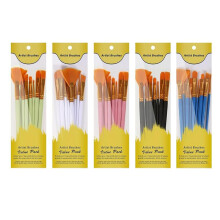 Acryl Penselenset, 5 Pakken/60 Stuks Aquarelborstels, Nylon Borstelkop, voor Olieverf, Gouache