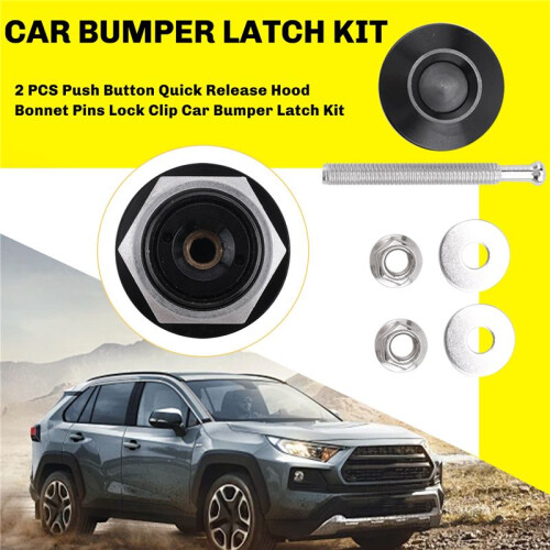 2 PCS Push Button Quick Release Hood Bonnet Pins Lock Clip Car Bumper  Kit 1