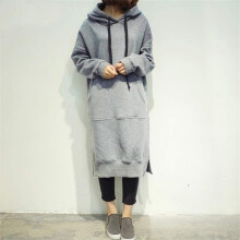 (Gray, XL = US M) Sleeve Long Womens Loose Casual Plus Sweatshirt Hoodies Dress Long Maxi