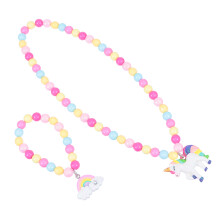 3Ensembles Parure Enfant Collier Bracelet Perles Plastique Colorées