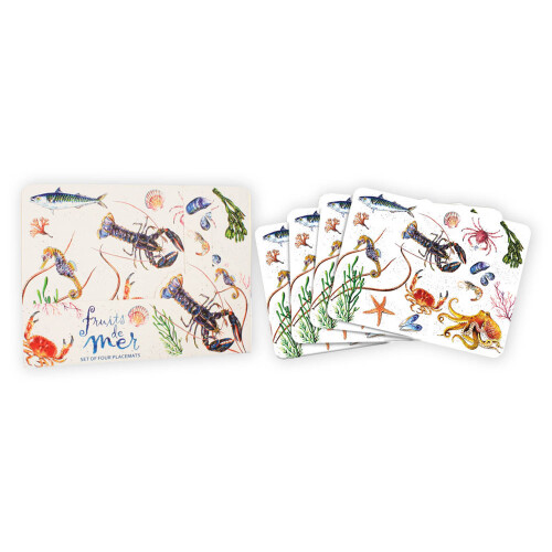 Set Of 4 Placemats Fruits De Mer Rectangular Table Mat Pad Dining Tableware