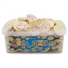 Hannah's Mega Snowies 600g Tub - Large White Chocolate Jazzies Sweets