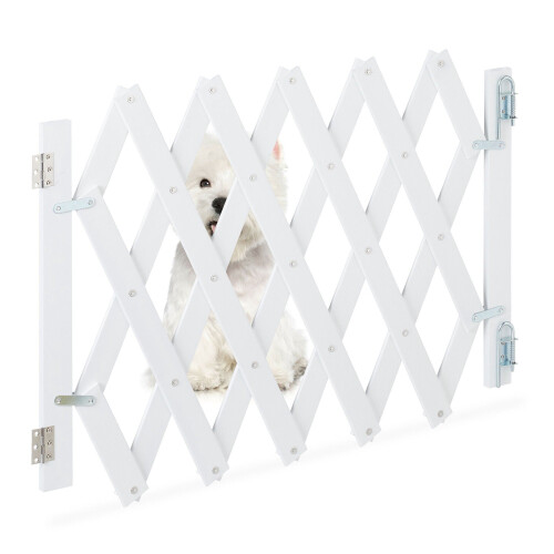 Grade retrátil para cães em branco