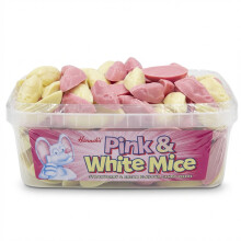 Hannah's Pink & White Mice 600g Tub Retro Chocolate Candy Sweets