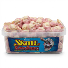 Hannah's Skull Crushers 600g Tub - Strawberry Cream Candy Retro Party Sweets