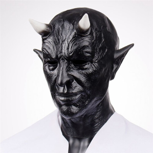 Halloween Devil Horn Mask Cosplay Horror Devil Killer Latex Headset Ghostface Scary Party Costume Props 1