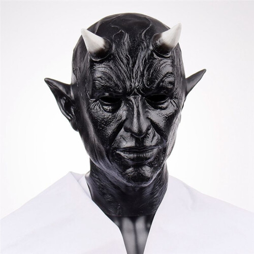 Halloween Devil Horn Mask Cosplay Horror Devil Killer Latex Headset Ghostface Scary Party Costume Props 2