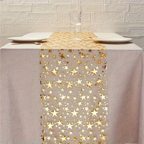 3 Rolls Bling Star Table Runner 11x108" Sequin Glitter Foil Metallic Thin Mesh Table Runner 2