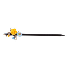 5Pcs Unique Yellow Hair Chopsticks Copper Wood Hair Stick Accessories