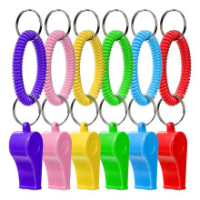 30 Stuks Sportfluit met Armband, Plastic Fluitjes met Rekbare Spoel Pols Sleutelhangerring voor Coaches, Scheidsrechters