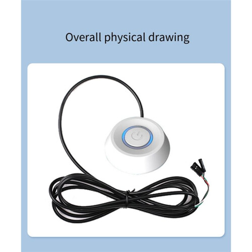 Computer Desktop  PC Motherboard External Start LED Light Power /OFF Round Button 2M Extension Cable White 1