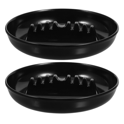 6Pièces Cendrier Rond Noir Plastique Pour Compartiments Solide