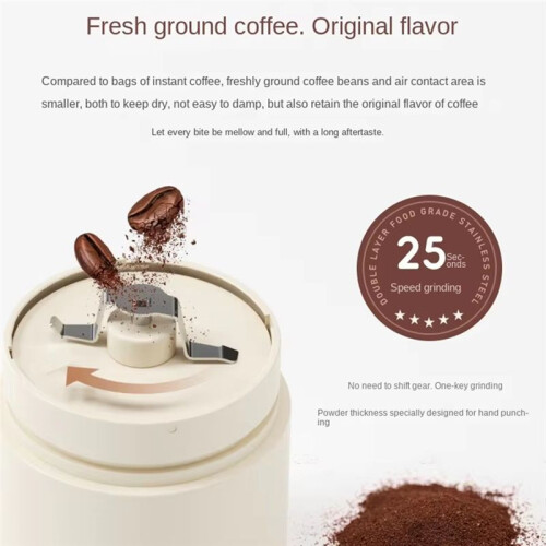 Macchina da Caffè Portatile Integrata -  Macinacaffè Manuale per Caffè Americano Ed Espresso, Ideale per L'Ufficio e per I Viaggi 2