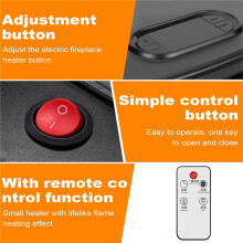 1000W Electric Fireplace Heater with Remote Control Fireplace Electric Flame Decoration Portable Space Heater US Plug