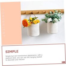 2pcs Wall Mounted Baskets Wicker Storage Baskets Cotton Fabric Hanging for Flower Home Decor