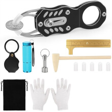 Silver Coin Tester Kit, CoinTester for Resonance Testing and Size Comparison, Magnifying Glass/Hammer/Keychain
