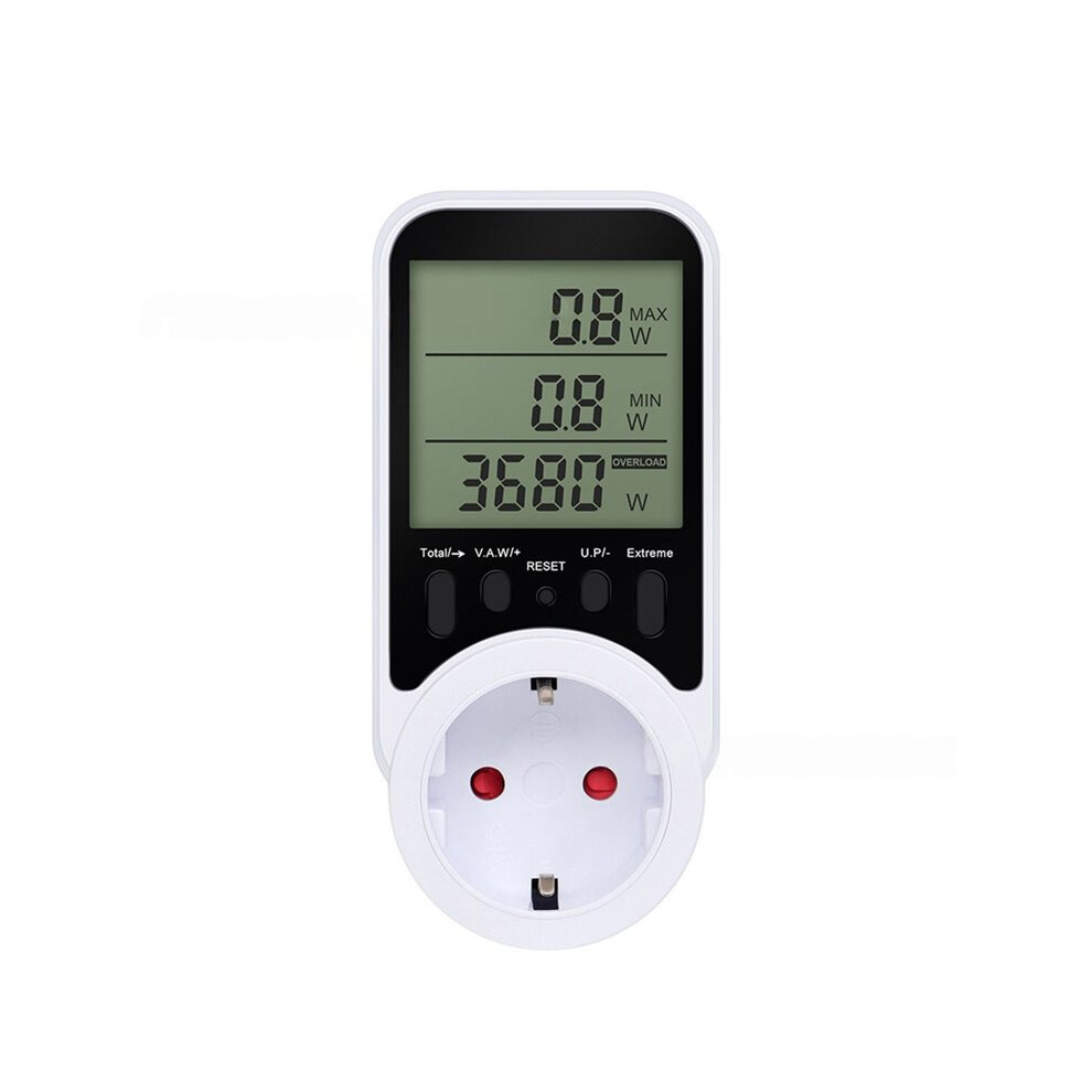 Digital Lcd Meter Wattmeter For Voltage Current Monitoring And Power Consumption Analysis No Backlight Eu Plug 6033906273289