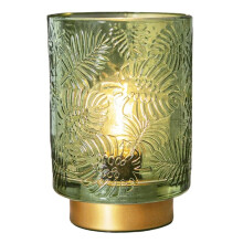 Liten Batteridriven Lampa - Bärbar Sladdlös Lampa för Heminredning, Glasbordslampa med Dekor Estetisk Jadegrön