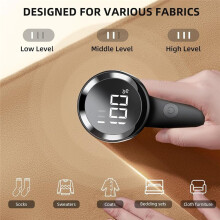USB Portable Fabric Defuzzer Digital Household Remover with 3 Speeds for Clothes Linens and Carpets