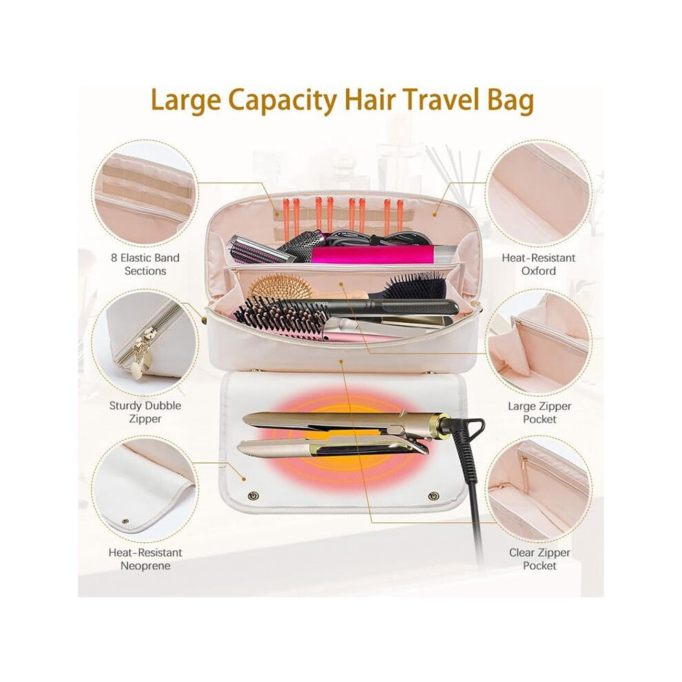 Tlily Hair Tools Travel Bag With Heat Mat, Portable Hair Tool Organizer Travel Carrying Case For Straightener, Curling Iron