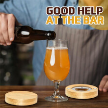 24 Counts Magnetic Bottle Opener 2.5In DIY Bamboo Round Shape Beer Openers Wooden Fridge Magnet Refrigerator Sticker