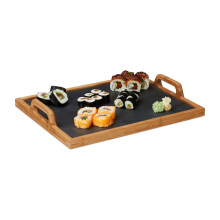 Plateau de service avec assiette en ardoise