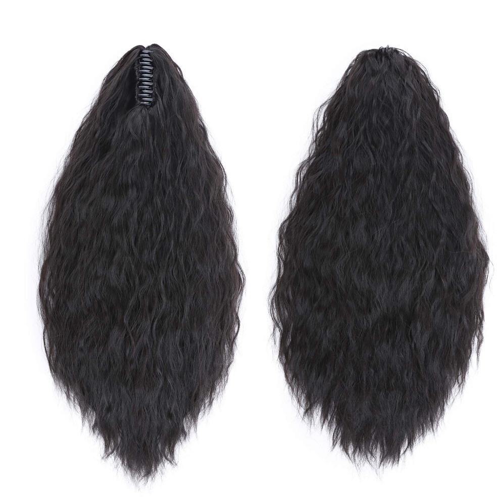 My-Lady Unisex Black 24Inch Long Corn Curly Wave Ponytail Extension Synthetic Claw Ponytail Clip In Jaw Claw Hair Extensions Hairpieces For Women Natural
