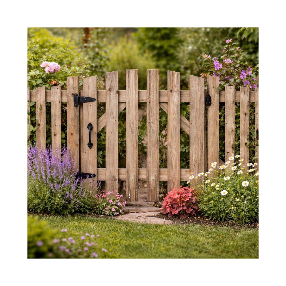 Wooden Garden Arched Picket Gate Pedestrian Gate Wooden Pressure Treated 3Ft 90Cm,Wooden Garden Gate, Garden Gates Wooden, Garden Gates Wooden Picket 8000003755879