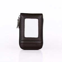 (Coffee) Mens Genuine Wallet Leather Credit Card Holder Rfid Blocking Pocket Thin Zipper