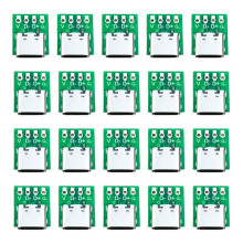 10 Pcs Female Connector USB Type C Breakout Board with PCB Converter Board for Data Wire Cable Transfer