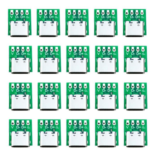 10 Pcs Female Connector USB Type C Breakout Board with PCB Converter Board for Data  Wire Cable Transfer