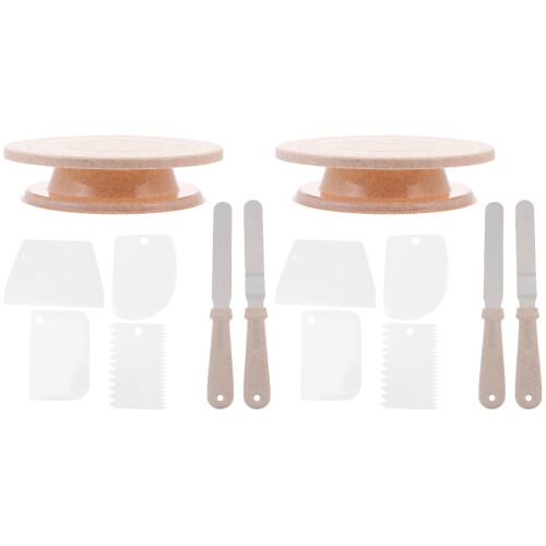 2Pcs Multi-Color Cake Turntable Set with Stable Base Smooth Rotation 1