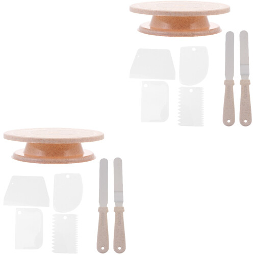 2Pcs Multi-Color Cake Turntable Set with Stable Base Smooth Rotation 2