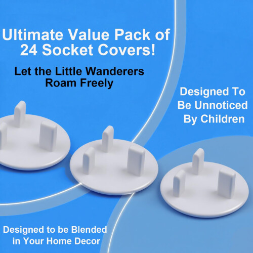 24 Pack Plug Socket Covers UK, Child Baby Safety Plug Socket Covers, Plug Socket Protectors for Sockets UK 2