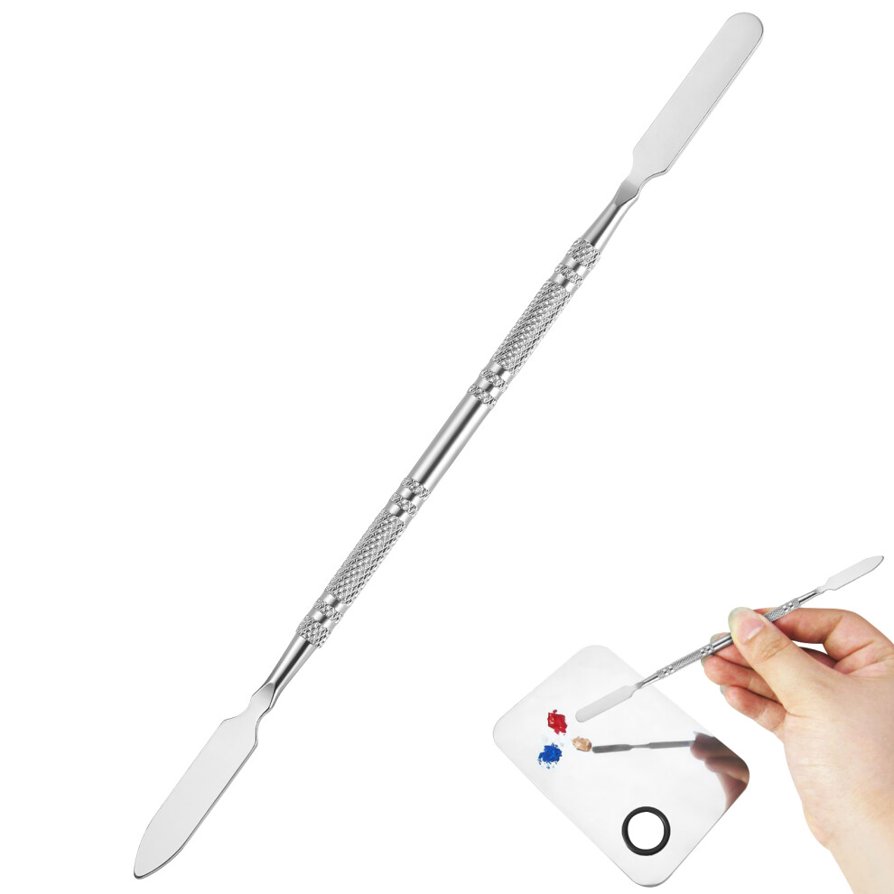 Inoomp Silver 8Pcs Stainless Steel Makeup Spatula Tools For Cosmetic Mixing