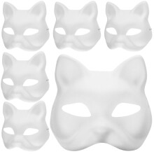 32Stk Weiße Papercraft Katzenmaske DIY Masquerade Party Zubehör
