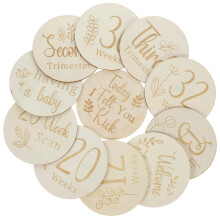 33Stk Schwanger Wochen Marker Holz Beige Doppelseitig Foto Requisite