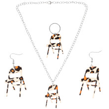 5Sets Faltstuhl Ohrringe Halskette Schlüsselanhänger Schmuckset