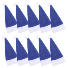 40Pcs Blue Fabric Xmas Small Hats for Tableware and Bottle Decor