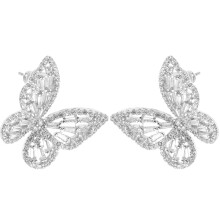 2Pairs Women Silver Butterfly Stud Earrings Fashion Statement Jewelry