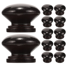 60Pcs Wooden Door Knobs Black Smooth Round Pull Handles for Furniture